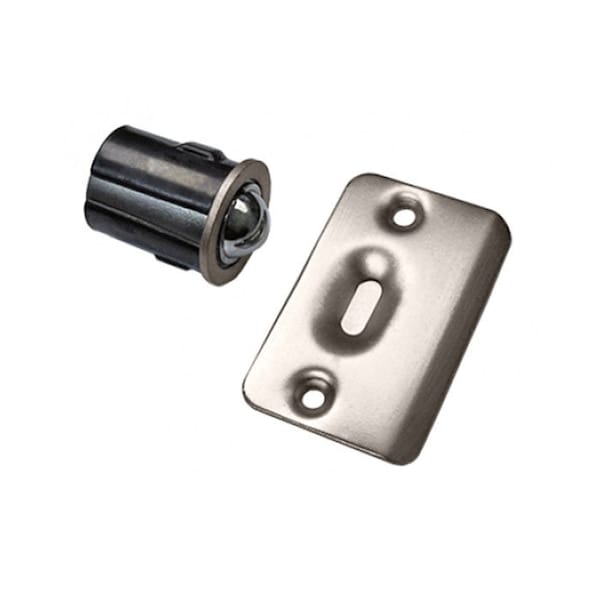 Cal-Royal Adjustable Drive-In Ball Catch Full Lip Strike, 1-3/8 x 2-1/4 Round Corner Strike, US15 Satin DIB1-15 - main